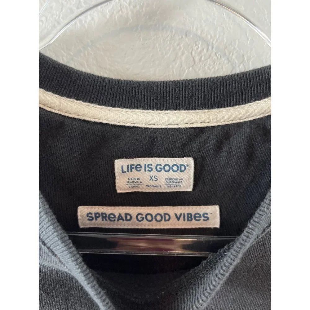 Life is Good Women's LIG Coin Simply True Fleece Pullover Sweatshirt XS Black - Picture 6 of 9